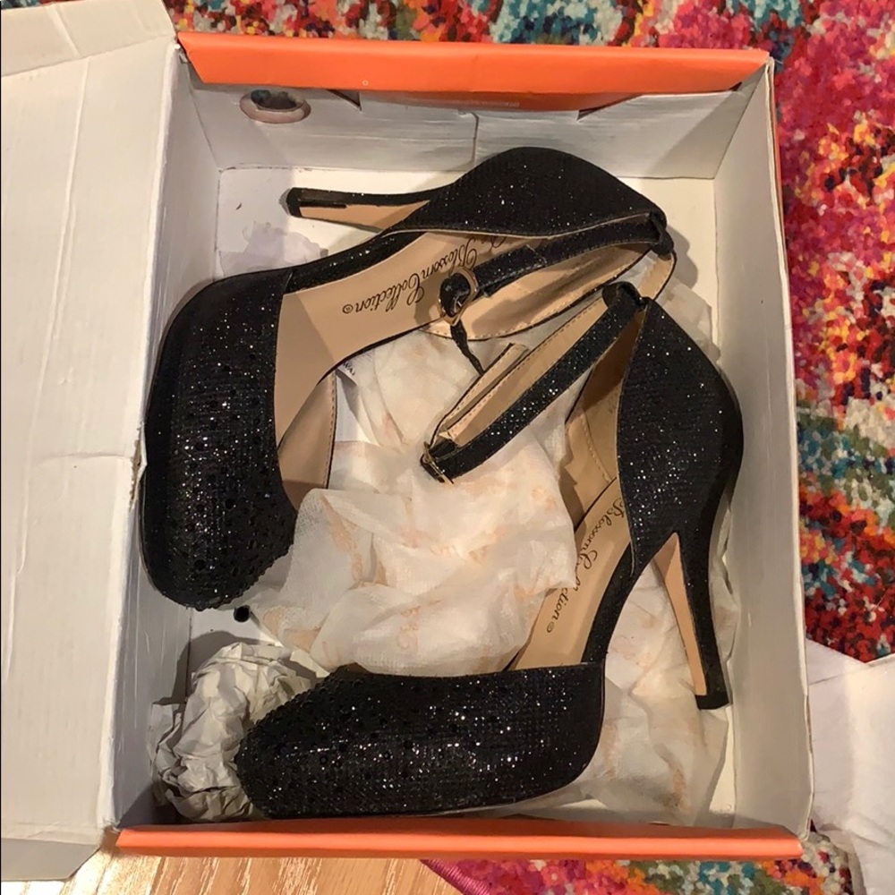 Black sparkly heels